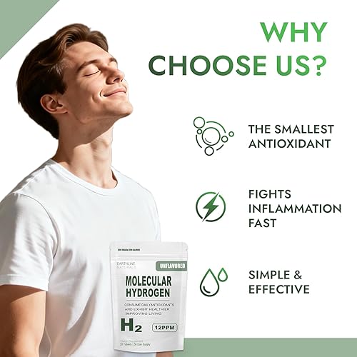 Miniatura 5 de Lazra Earthline Naturals - Tabletas de hidrógeno molecular, sin sabor, 12 PPM, apoya el envejecimiento saludable, la energía celular y la salud