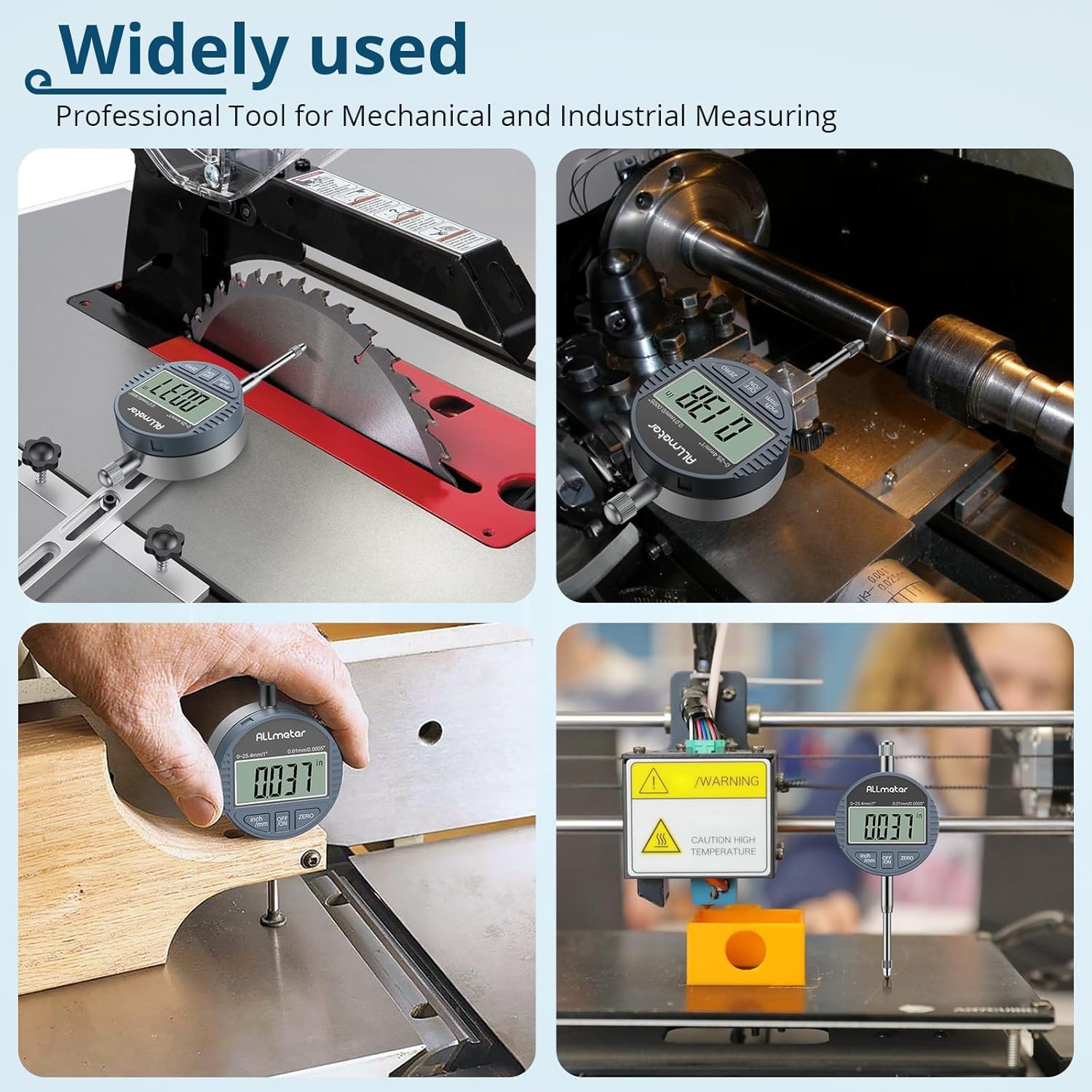Digital Dial Indicator with Large LCD Display,0-1" (0-25.4mm) Range, 0.0005" (0.01mm) Resolution,Switchable mm/inch,Precision DTI Gauge for Industrial,Mechanical,and 3D Printer Use