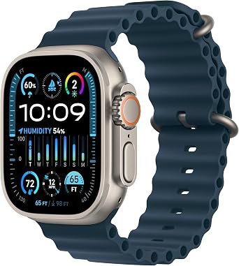 Apple Watch Ultra 2 [GPS + Cellular 49mm] Smartwatch with Rugged Titanium Case & Blue Ocean Band. Fitness Tracker, Precision GPS, Action Button, Extra-Long Battery Life, Bright Retina Display