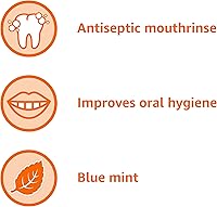 Vista 5 de Yaxa Basics Enjuague bucal antiséptico, menta azul, 1 litro, 33.8 onzas líquidas, 1 paquete (anteriormente Solimo)