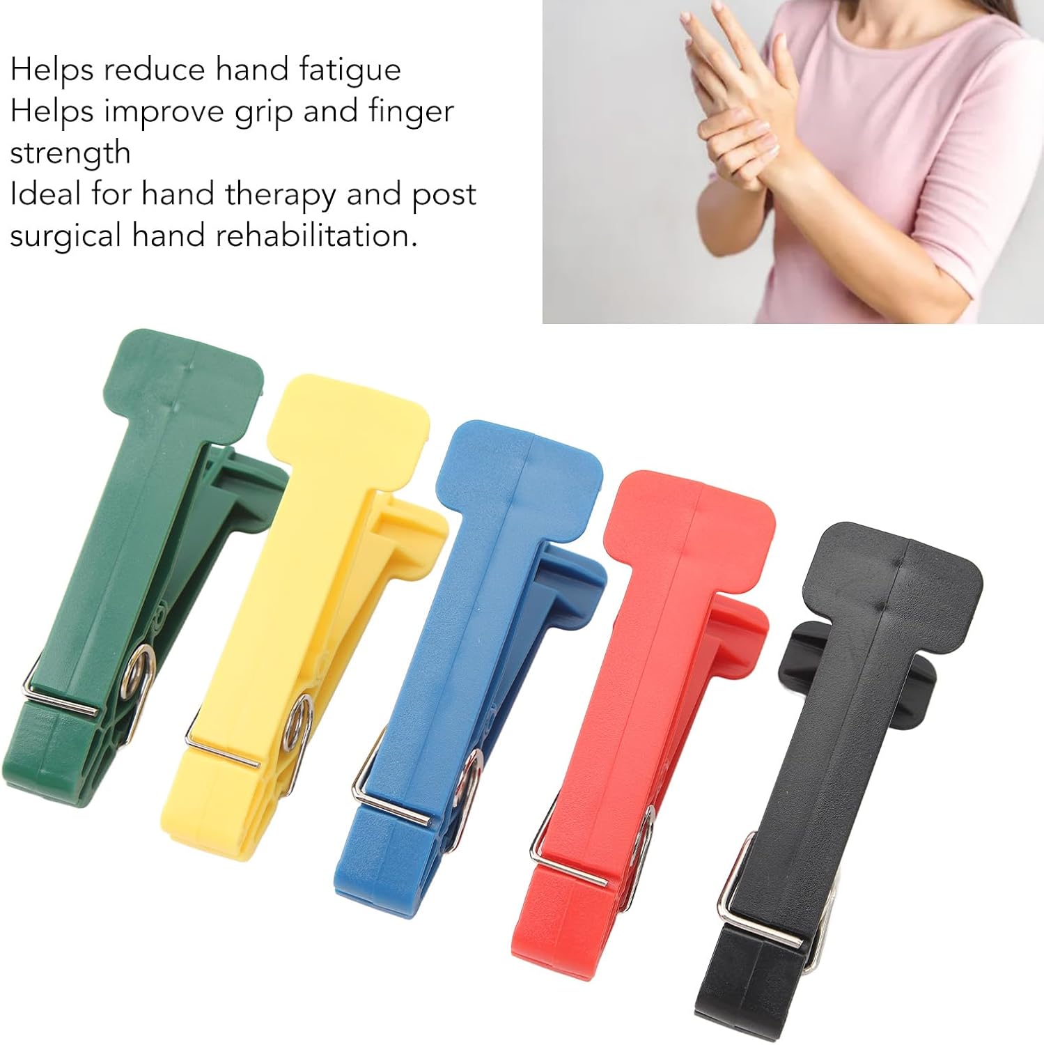 5PCS Pinch Clips, Different Strength Levels Graded Graded Pinch Pin Exerciser, Improved Grip Metal Springs for Hand Therapy