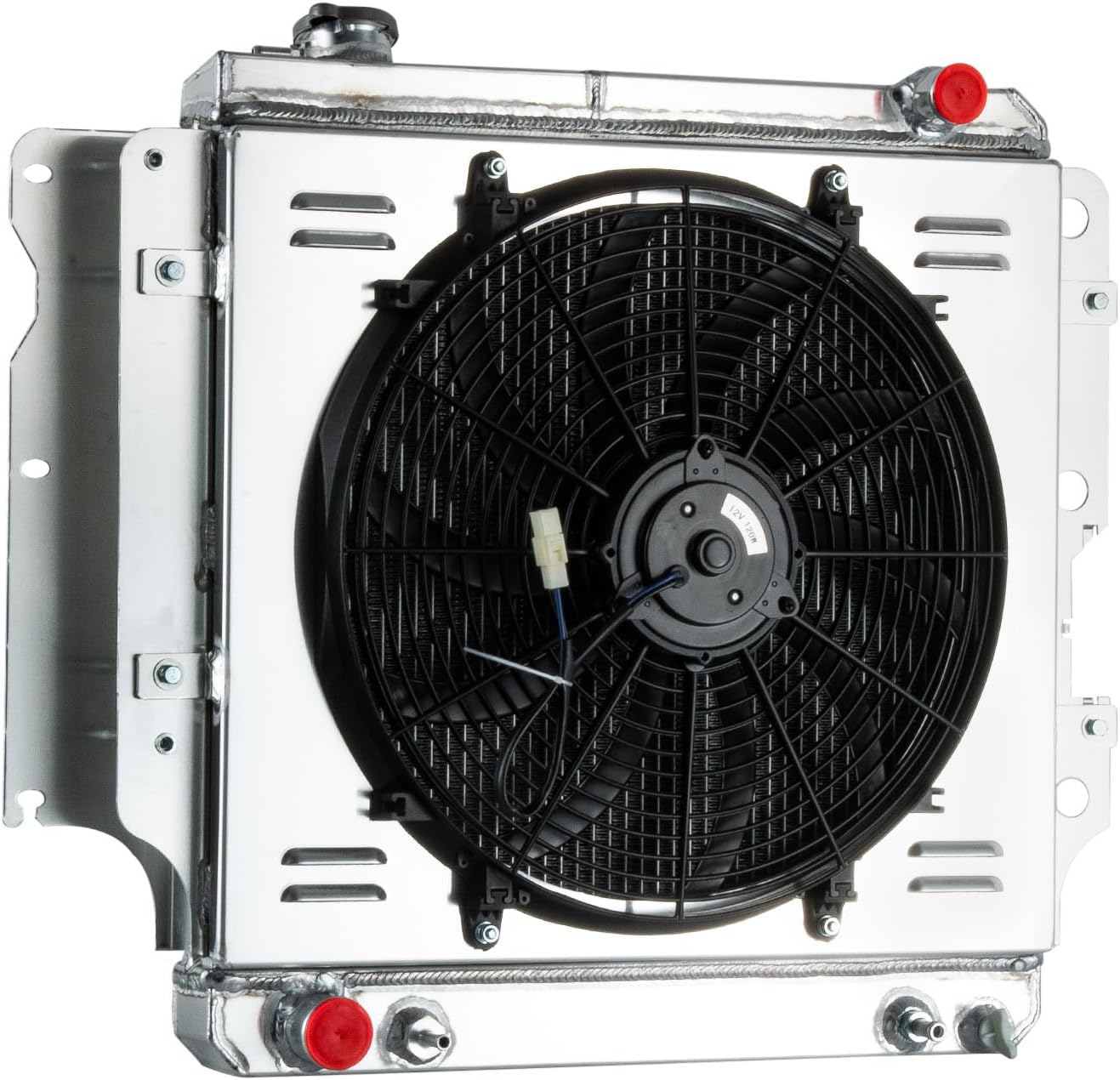 Radiator Shroud 16" Fans for Jeep Wrangler TJ YJ 1987-06 2.4L/2.5L L4 4.0L/4.2L L6 GAS Aluminum Radiators 87 1988 1989 1991 1990 1995 2000 2001 2003 2005 2006 3 Row Core Aluminum Radiator