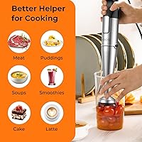 Vista 7 de KOIOS Batidora de inmersión de mano – Disparador de velocidad variable 5 en 1 batidora de mano de inmersión 1100 W, eje de acero inoxidable