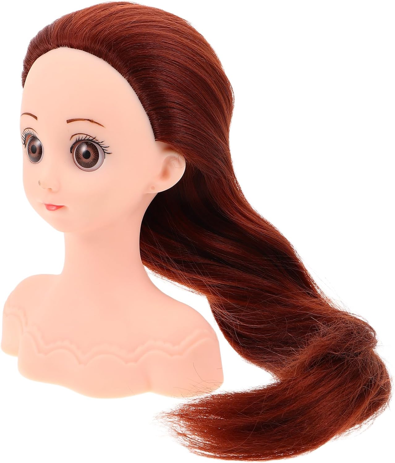 KALLORY Hairdressing Practice Mannequin Head for Braiding Training Brown Styling Doll Head for Hairdresser Practice
