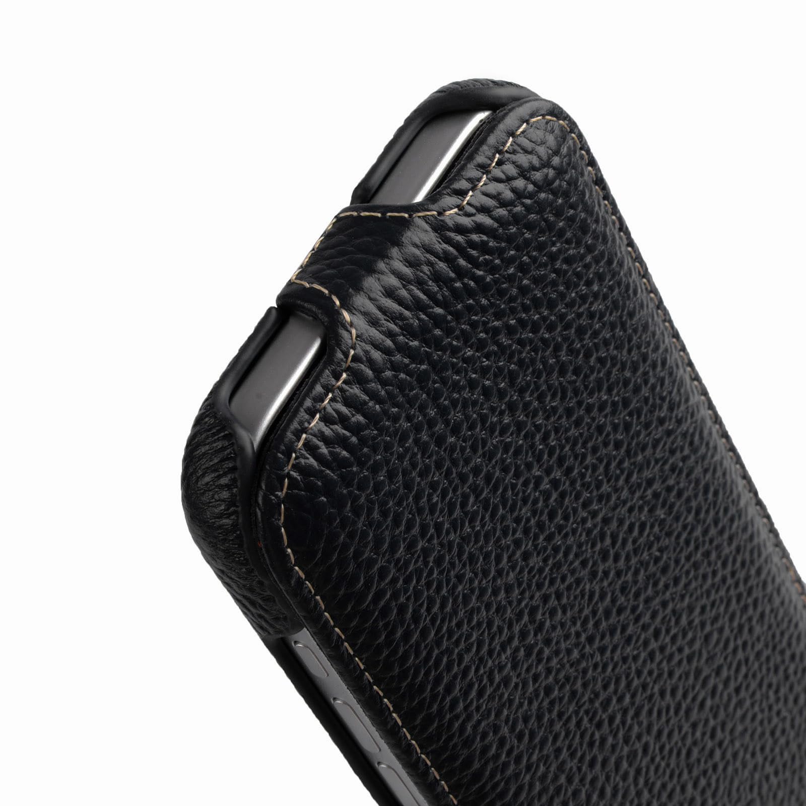 Funda con tapa para iPhone 17 (6,3 pulgadas), color negro | Funda para teléfono móvil con revestimiento de piel, funda compatible con MagSafe, funda fina, plegable verticalmente