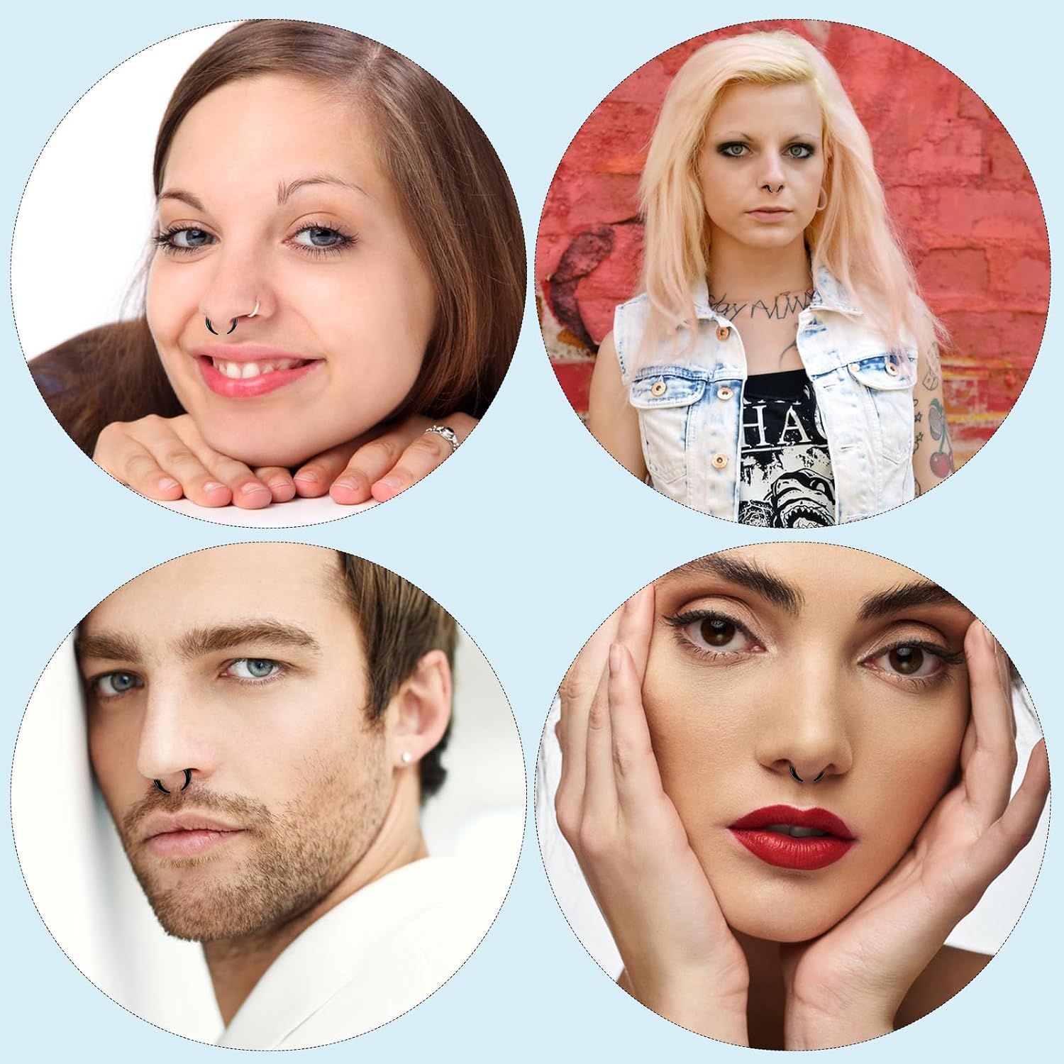 cobee 18 Pcs Acrylic Septum Rings, C Shape Septum Stretching Piercing Kit Black Cartilage Piercing, Expander Rings For Nose Ear Gauges Size 14g 12g 10g 8g 6g 4g 2g 0g 00g