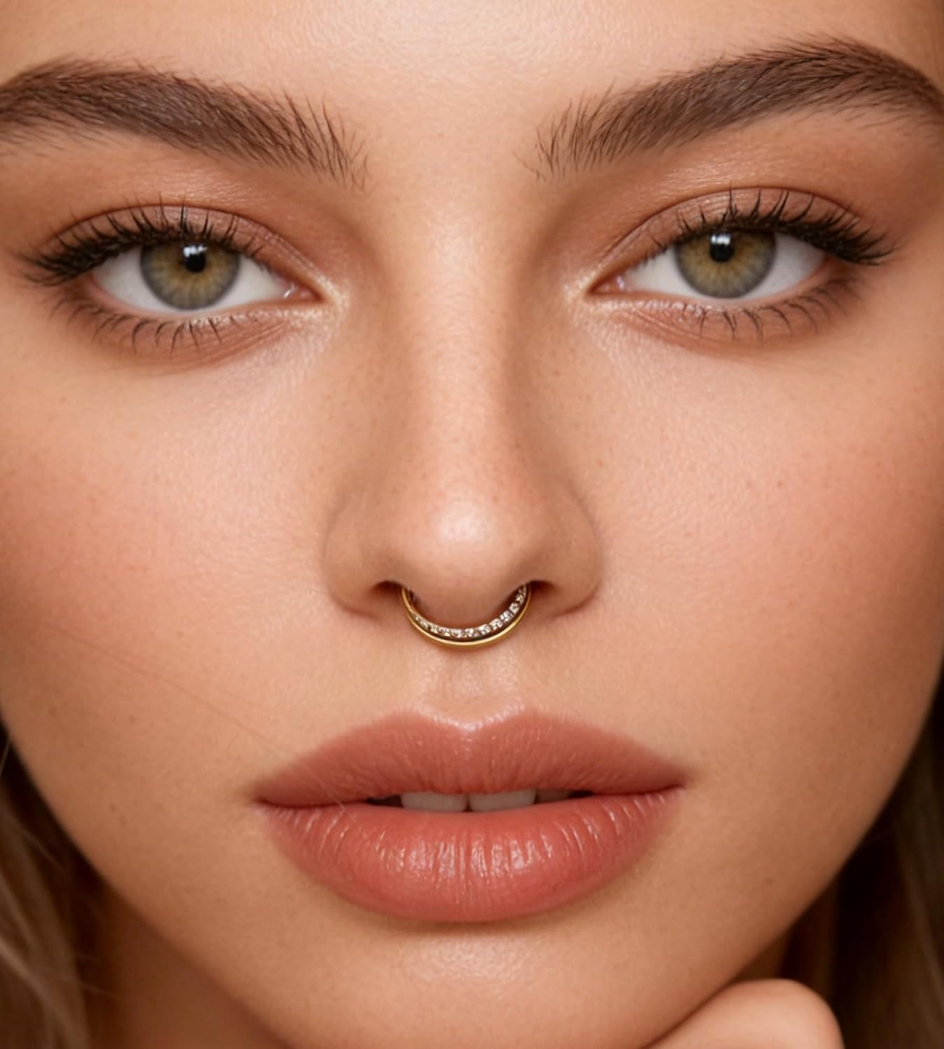 MODRSA Gold Cartilage Earrings For Women Helix Piercing Jewelry Double Hoop Earring Cartilage Hoop Second Hole Earrings For Women 16G Septum Ring Clicker Nose Ring 8mm Hinged Nose Hoops 2pcs - Image 4