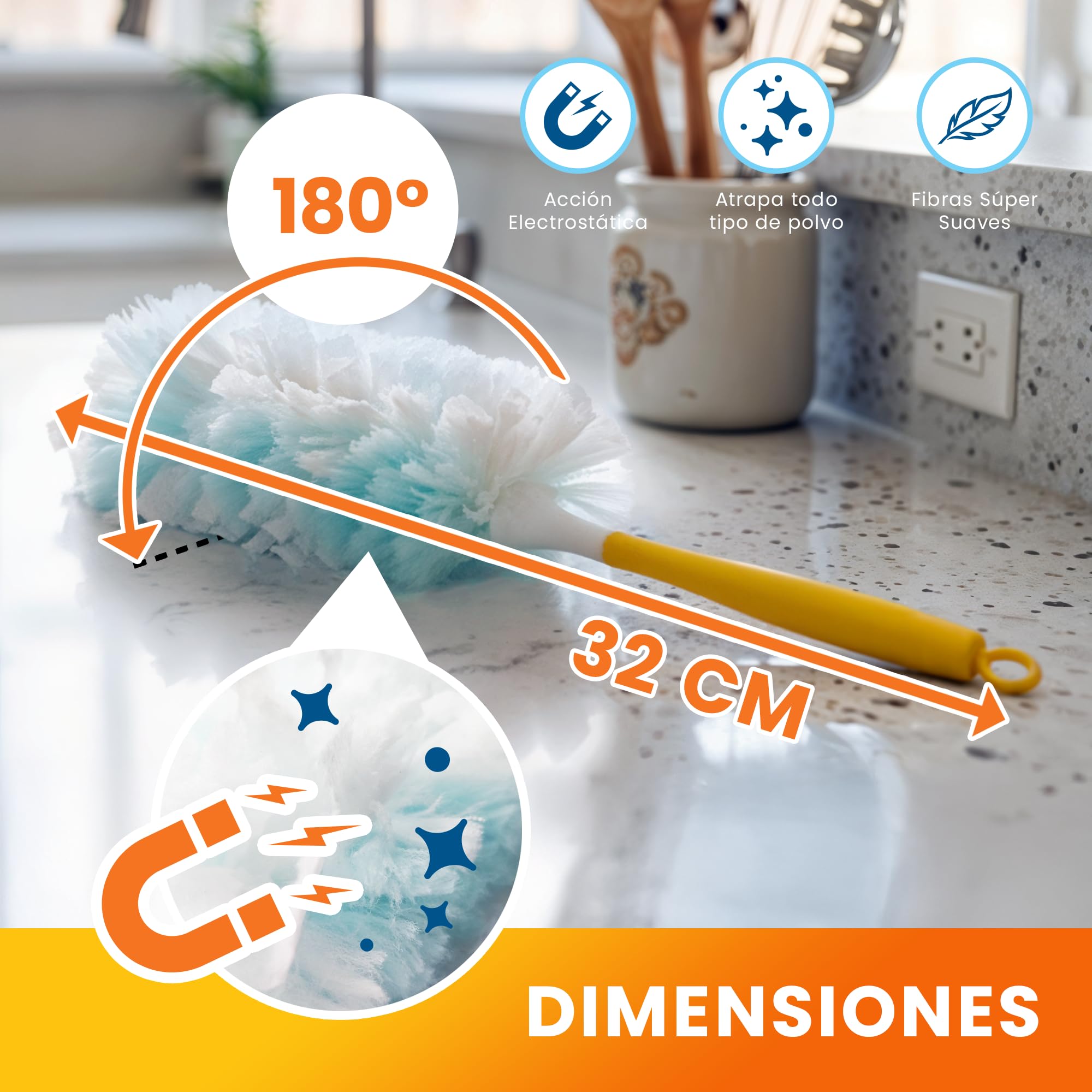 Paquete de 30 paños de Repuesto XXL con Plumero Swiffer Duster | Juego de Plumero con Mango para Limpieza en seco | Recarga de limpiaparabrisas para el hogar y el Coche