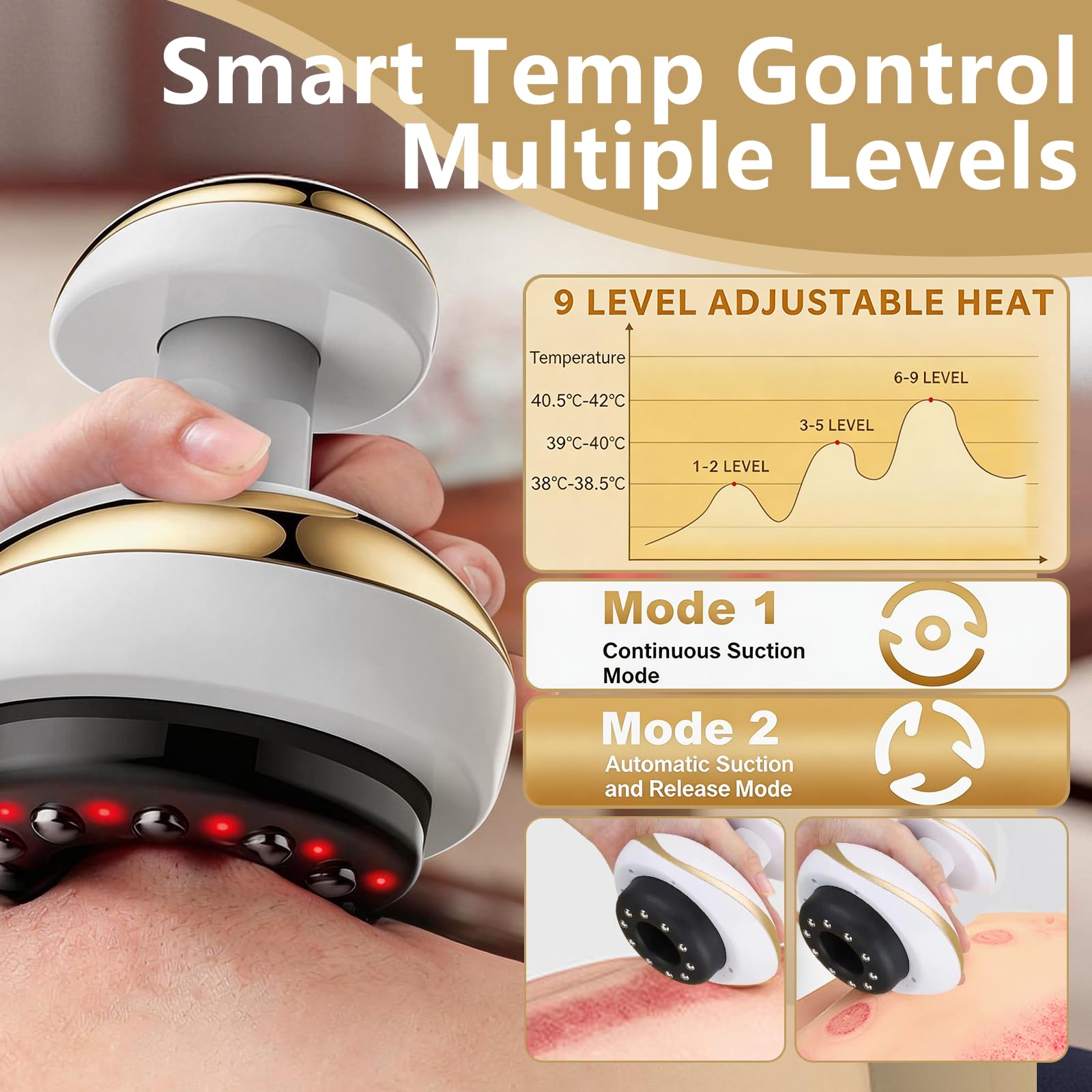 BRGD Masajeador Anticelulítico de 9 Velocidades, Vacío y Gua Sha Eléctrico con Función de Calor y Negativos para una Mejor Circulación Sanguínea