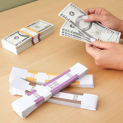 Miniatura 4 de Sustainable Greetings Bandas de dinero – Paquete de 300 unidades, 7.5 x 1.25 pulgadas, 3 colores ABA – Correas de dinero para despegar y sellar y