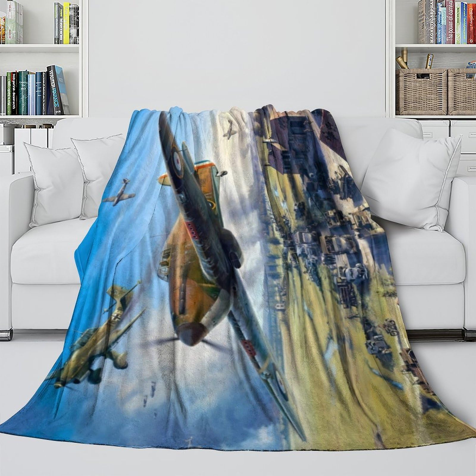 British Hurricane Fighter Soft Fleece Blanket - Military Soft Blanket Like A Hug In A Blanket - Birthday Gift for Hubby Boyfriend Girlfriend Neighbor - Gift for Yourself 60x80inch(150x200cm)