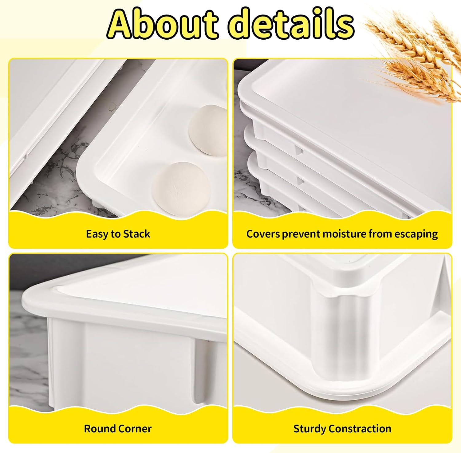 2-Pack Pizza Dough Proofing Box with Lids & Spatula, 17.7x12.8x3.3 inch Stackable Dough Rising Container, BPA-Free Bread Proofing Box for Homemade Pizza, Sourdough