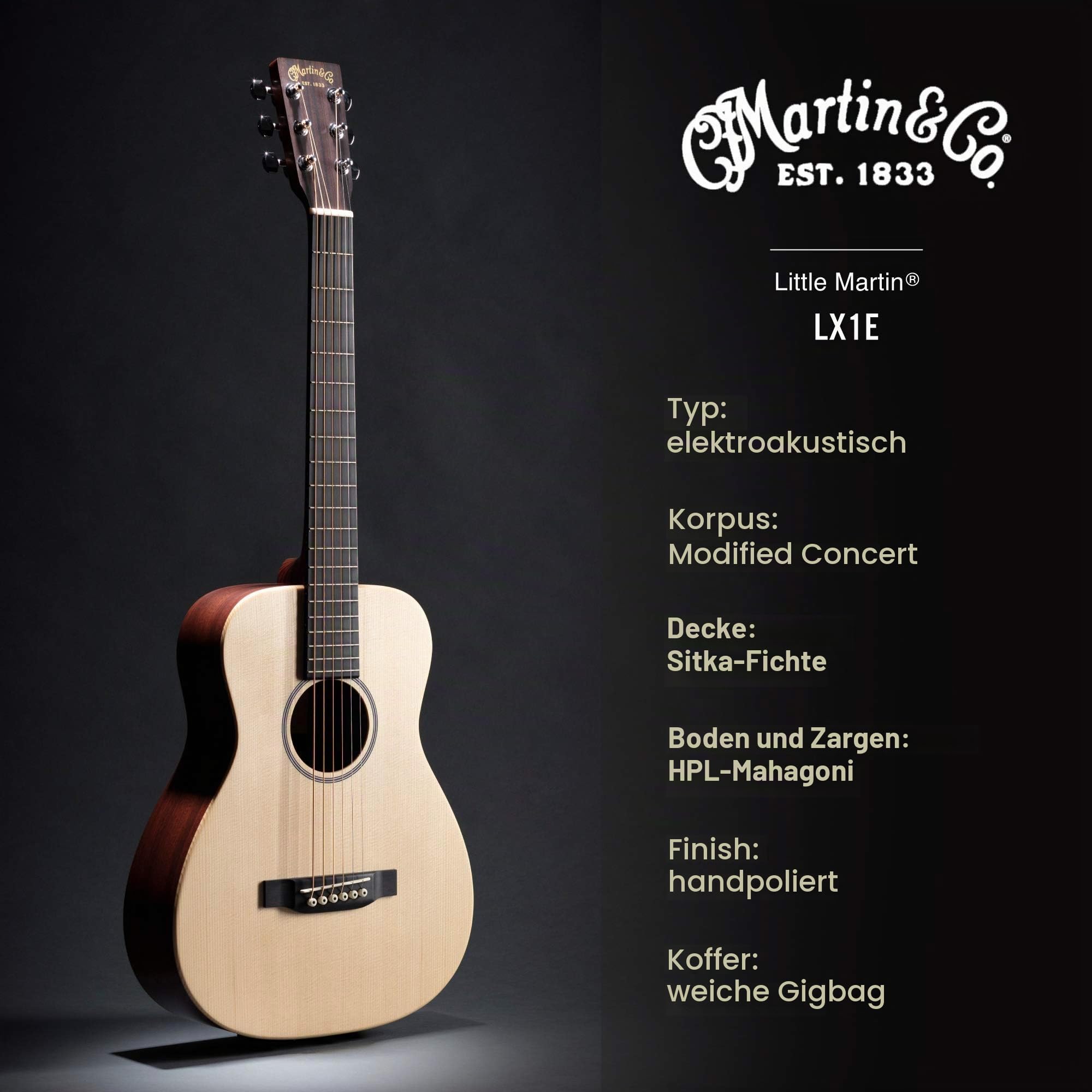 Martin LX1E Little Martin Elektro-Akustik mit Fishman Sonitone, travel size