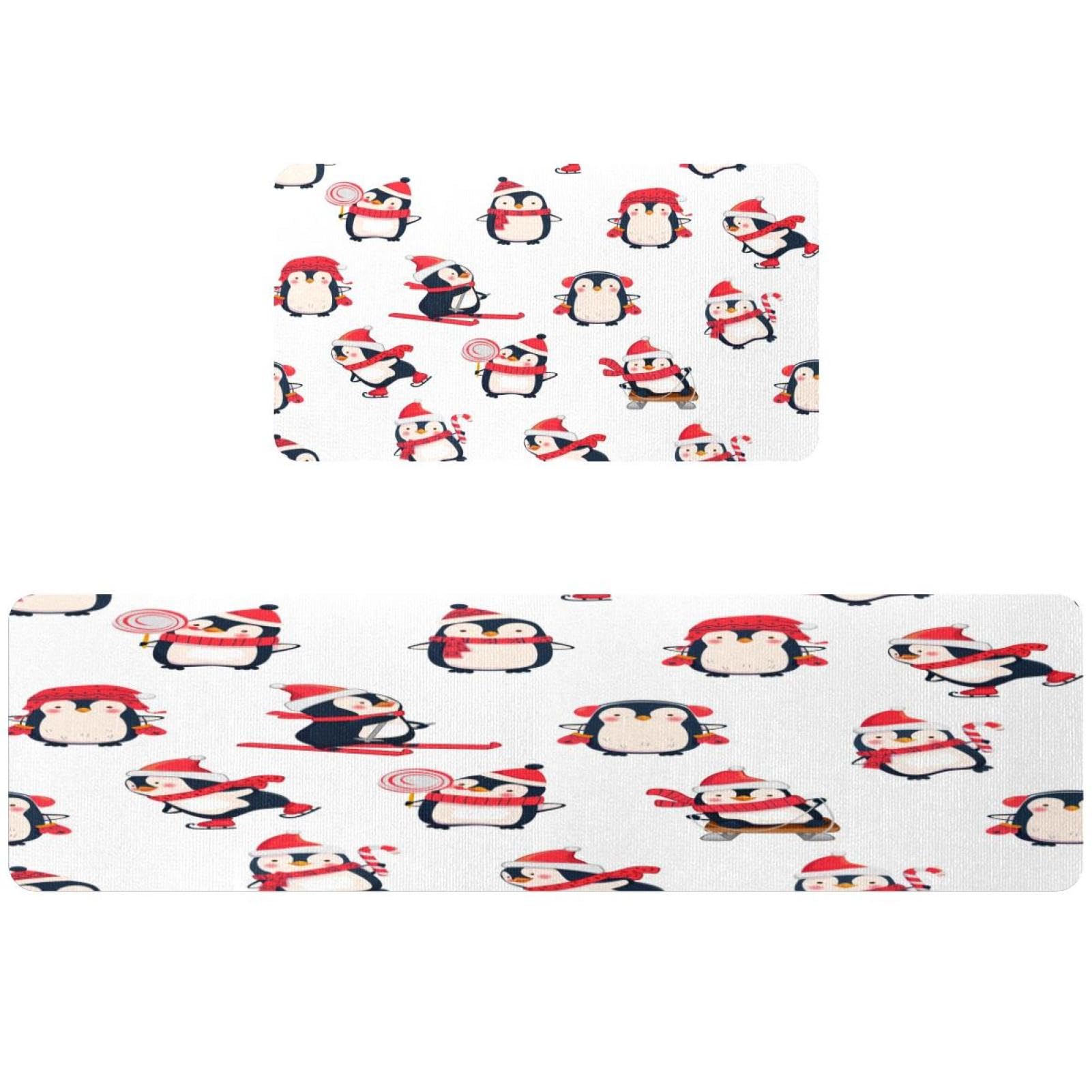 Alfombrillas de cocina VAPOKF con pingüinos juego de 2 alfombras antideslizantes