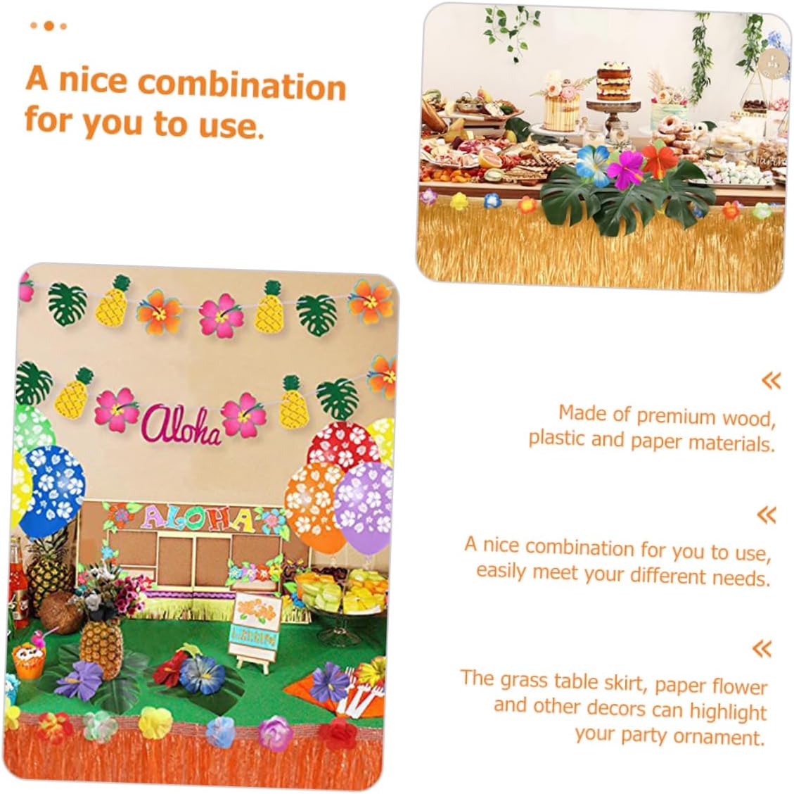 Hawaiian Grass Table Skirt Tropical Party Decorations Hawaiian Party Supplies Ceiling Decorations