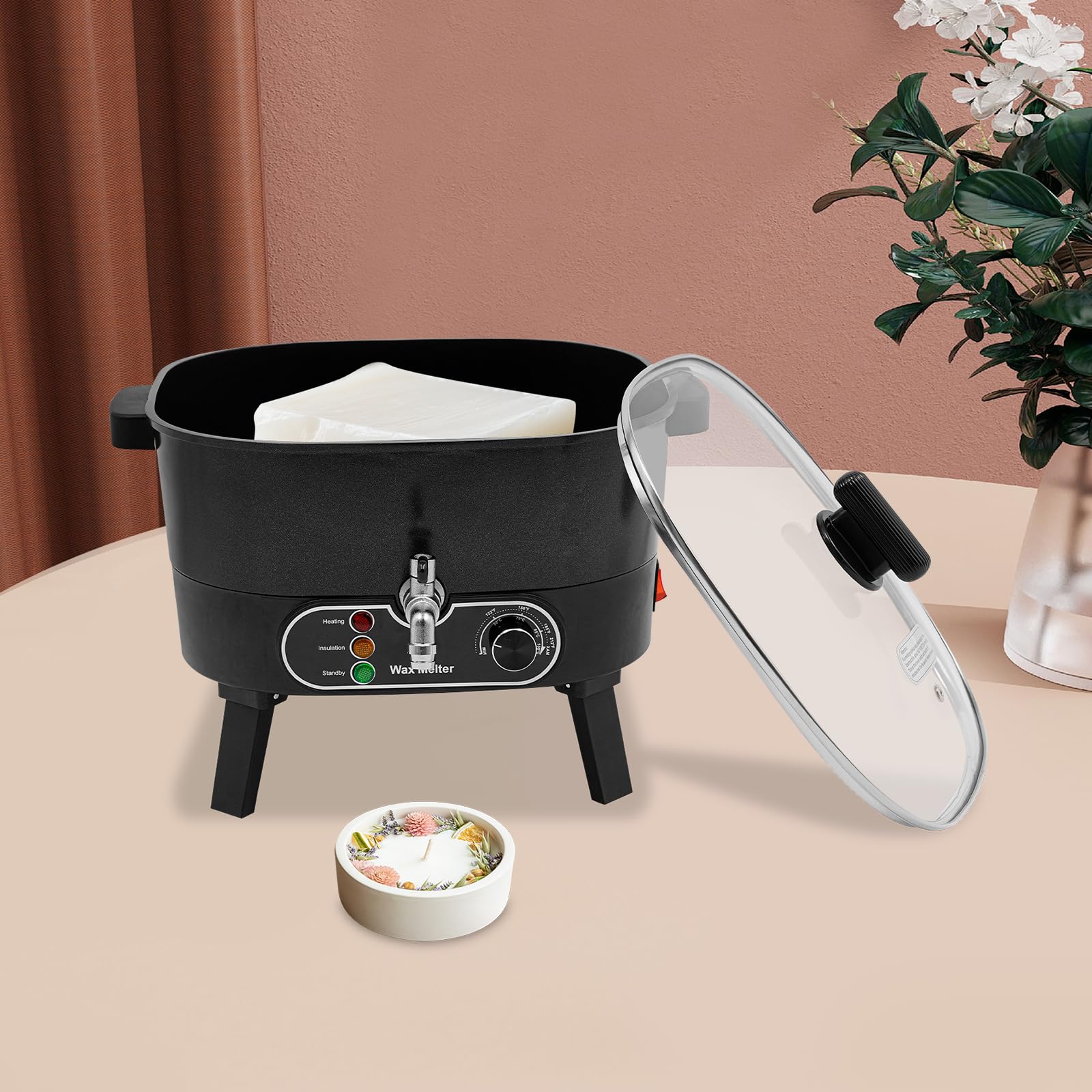 Juego de velas ajustables para fundir la cera, calentador de cera, calentador de cera, olla de fusión, olla de cera para fundir, control preciso para diferentes tipos de cera