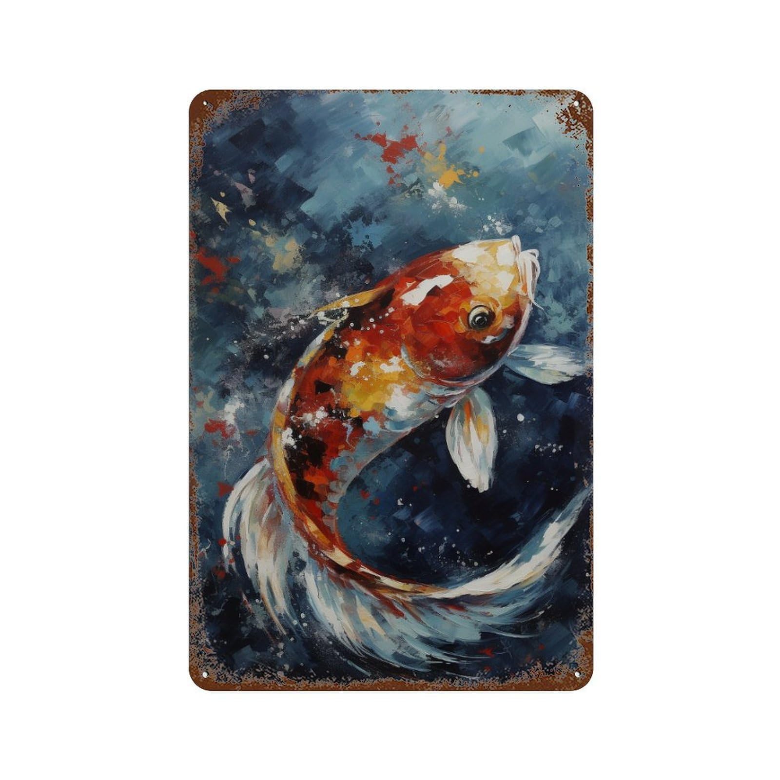 Colorful Koi Fish Painting-5 Retro Metal Sign 11.8"x7.9", Shabby Chic Decor for Bistro, Counter And Cafe Decor
