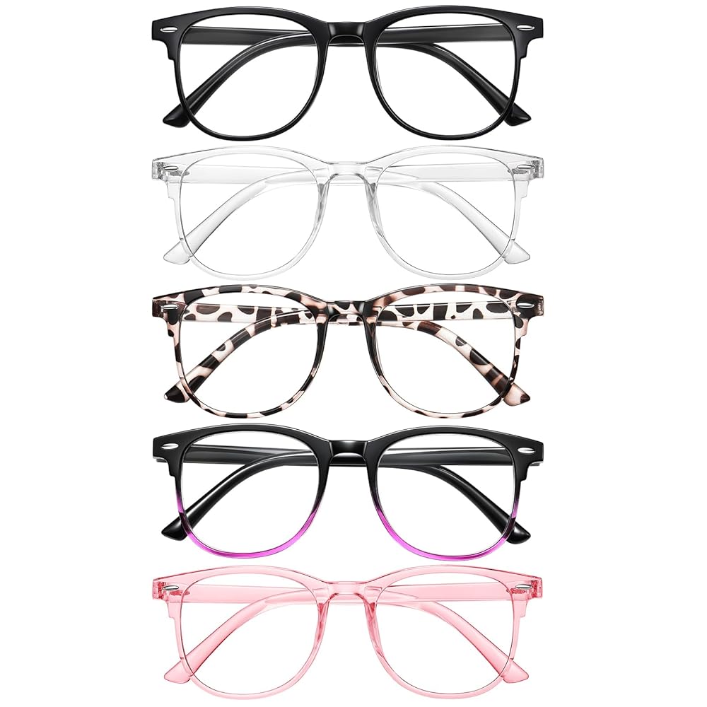 ZEHEXA Reading Glasses for Women Men Lightweight Blue Light Blocking Readers Fashion Computer Eye Glasses Frames - 5 Pack Anti Glare UV Cheaters 2.5