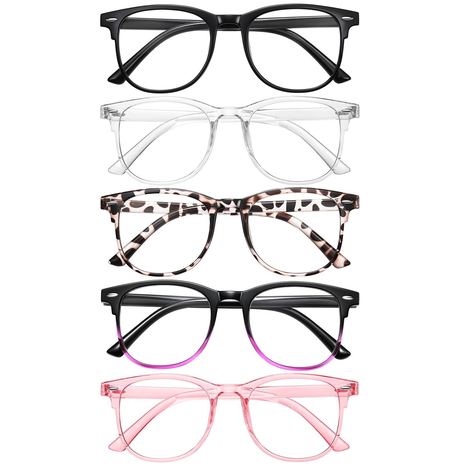 ZEHEXA Reading Glasses for Women Men Lightweight Blue Light Blocking Readers Fashion Computer Eye Glasses Frames - 5 Pack Anti Glare UV Cheaters 2.5