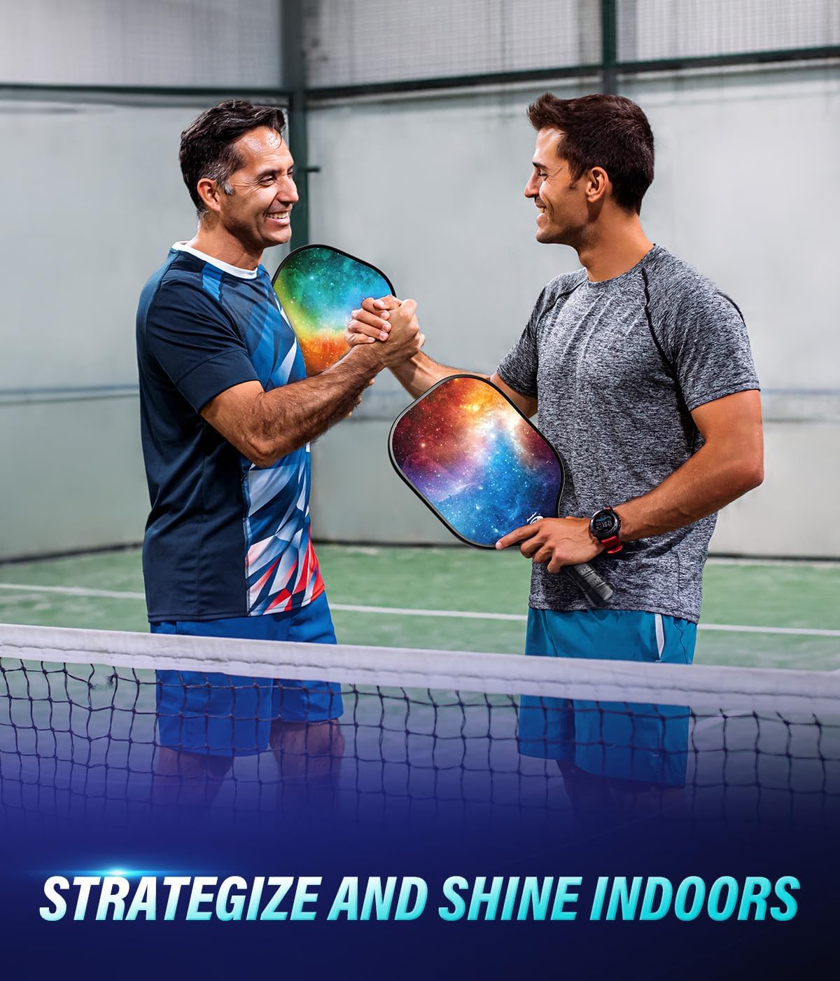Hicober for Pickleball Paddles Set of 2,USAPA Approved Pickleball Rackets with 6 Balls,Fiberglass Surface Paddles for Men and Women Orange Blue Mix