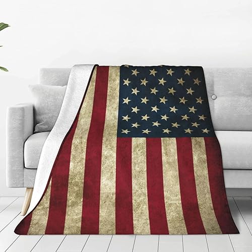 Miniatura 2 de Manta retro de la bandera estadounidense para mujer, manta de franela decorativa para sofá, cama, sofá, viajes, campamento, automóvil, para