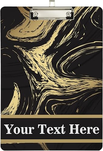 Miniatura 2 de Portapapeles de plástico de mármol negro dorado personalizado, tamaño carta, portapapeles personalizados con clip de metal de perfil bajo para