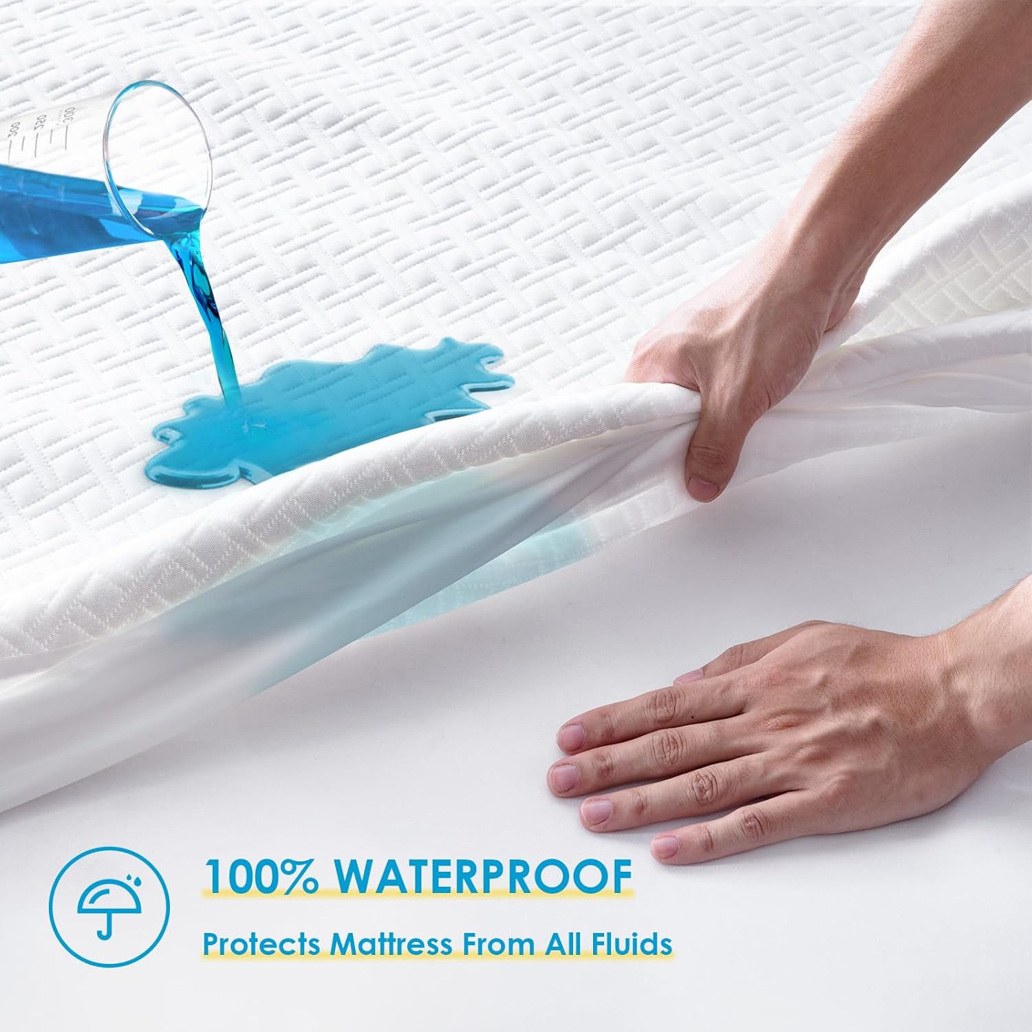 Cozymaker Twin Size 100% Waterproof Mattress Protector, Cooling Mattress Cover Fitted 8-21" Deep Pocket, 3D Air Fabric Soft Breathable Bed Mattress Pad Cover Noiseless Washable - Image 3