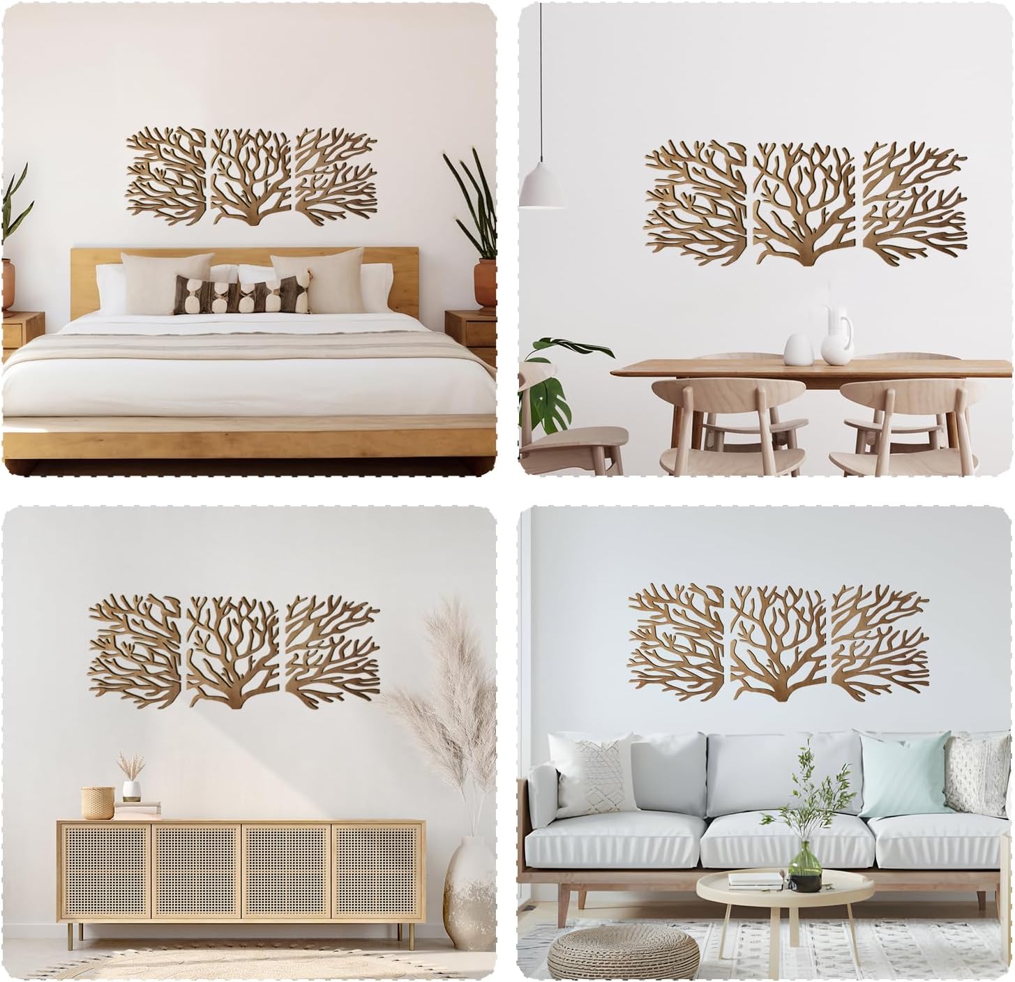 Tree of Life Wall Art Wooden Tree Life Wall Decor with Three Birds 12 Inch Round Family Tree Life Wall Hanging Plaque for Bedroom Living Room Kitchen Office Farmhouse Decor Indoor Outdoor (Tree of Life Wall Art - Wood Color)