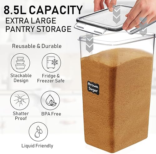 Miniatura 4 de WHITE FEATHER SUPPLIES Contenedores herméticos extra grandes de almacenamiento de alimentos de 8.5L287 onzas (2 piezas) con tapas, recipientes de