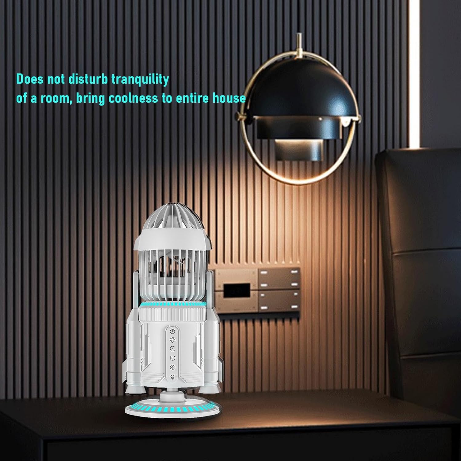 YWBL-WH Small Mist Spray Desk Fan Mini USB Cooling Fan with Dynamic LED Effects 360 Rotating Quiet Fans for Gaming Room Office Bedroom