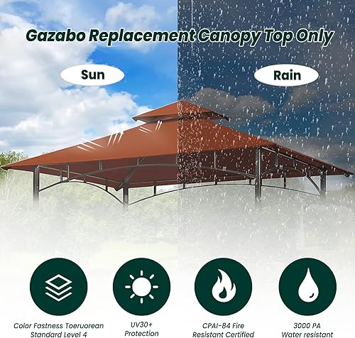 Miniatura 5 de OLILAWN - Toldo de repuesto para cenador de parrilla, 5 x 8 pies, cubierta superior para toldo de barbacoa al aire libre, cubierta de refugio de