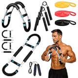 Soulchen 8 Pcs Twister Arm Trainer Adjustable 5 Resistance Levels 30-120 Lbs Chest Arm Workout Equipment for Men Women 3 Grip Strength Trainer Wrist Forearm Strengthener 3 Resistance Bands 1 Jump Rope