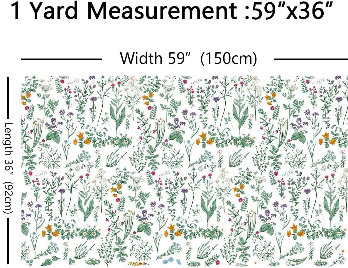 Floarl Upholstery Fabric by The Yard,Farmhouse Flowers Reupholstery Fabric for Chairs,Garden Floral Botanical Waterproof Outdoor Fabric,3 Yards,(L276*W150cm) Green White - Image 3