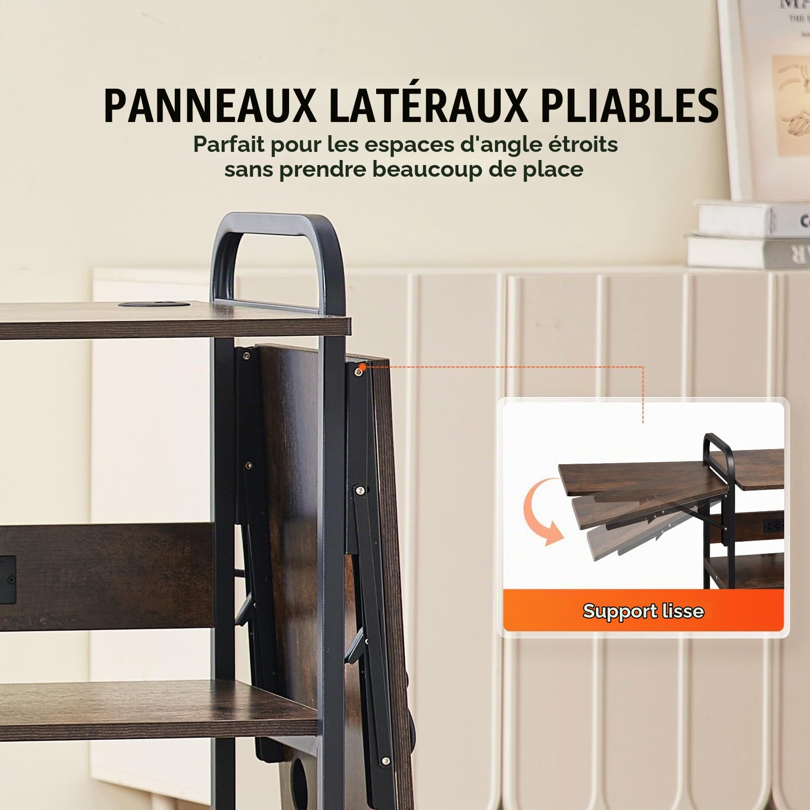 VEVOR Table de Presse à Chaud Mobile à 3 Niveaux, Support de Presse à Chaud avec Station de Charge, Établi pour Machine de Transfert de Chaleur Pliable avec Roues, Poste de Travail Atelier, Marron