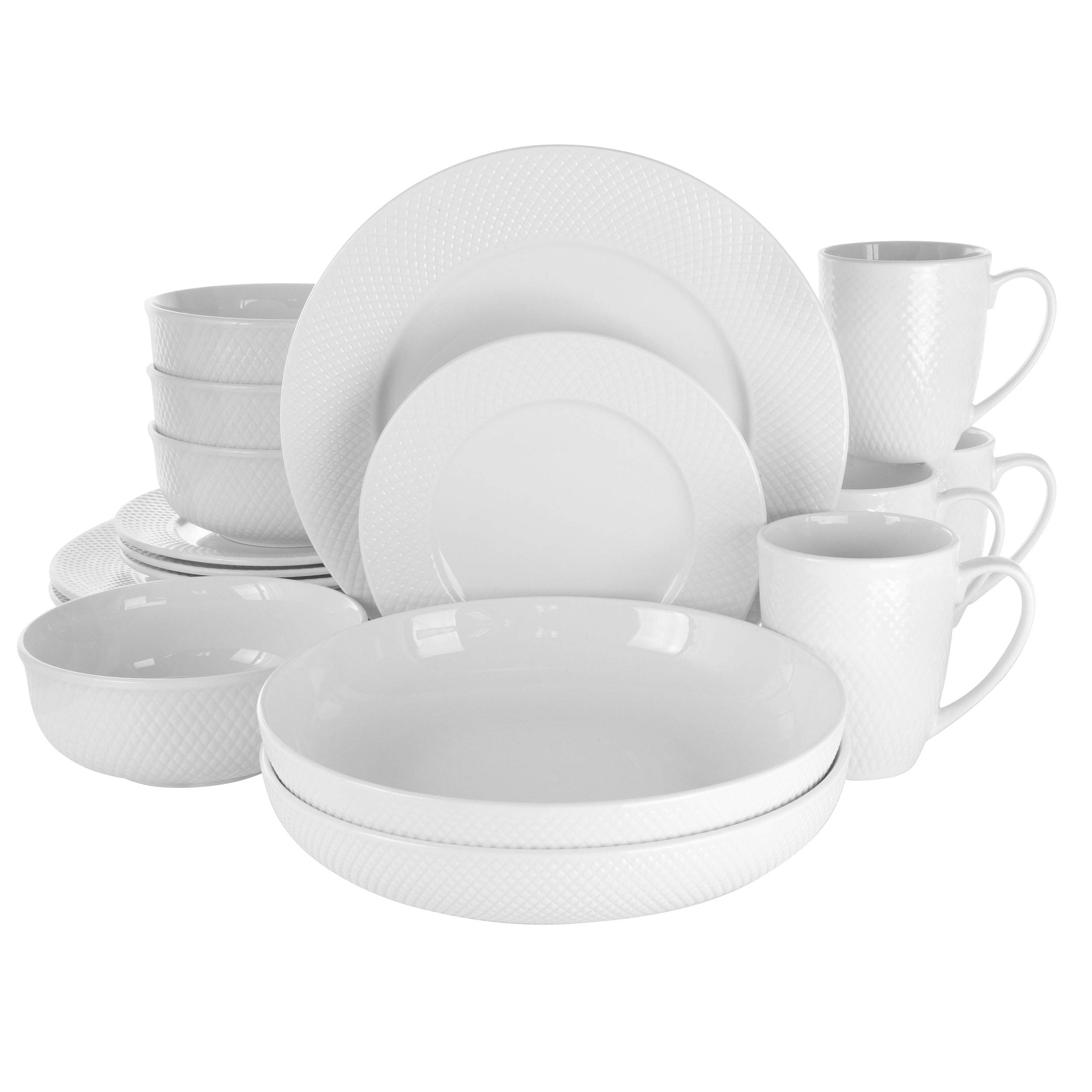 Elama Błyszcząca biała porcelanowa zastawa stołowa, kukurydza