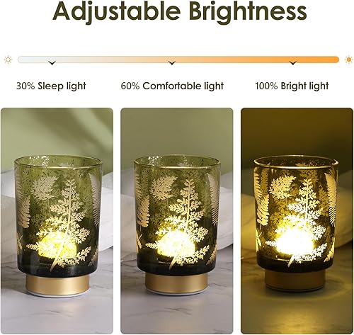 Miniatura 28 de Eywamage Pequeña lámpara de mesa con pilas con control remoto, lámpara de cristal inalámbrica de ciervo del bosque para dormitorio, sala de estar,