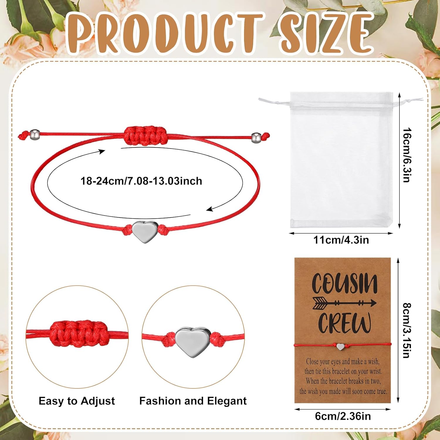 Tondiamo 6 Pcs Cousin Bracelet My Cousins Friendship Birthday Stuff for Best Friends Themed Women Birthday Gifts - Image 2