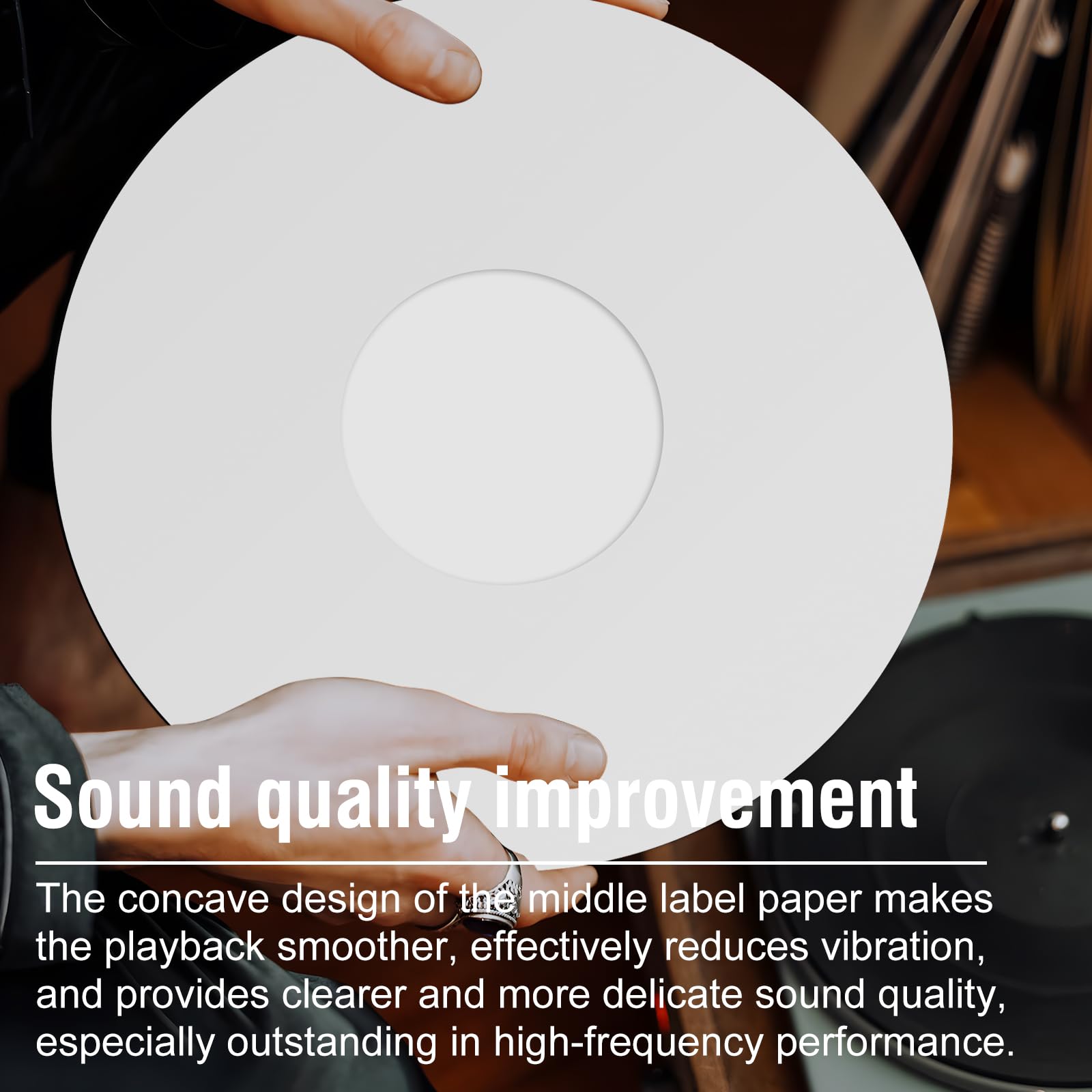 Tocadiscos acrílico blanco Slipmat: 3 mm disco de apoyo, 12" estera de vinilo antiestático, tocadiscos Slipmat, mejora el sonido durante la reproducción de discos, reduce el ruido fonógrafo