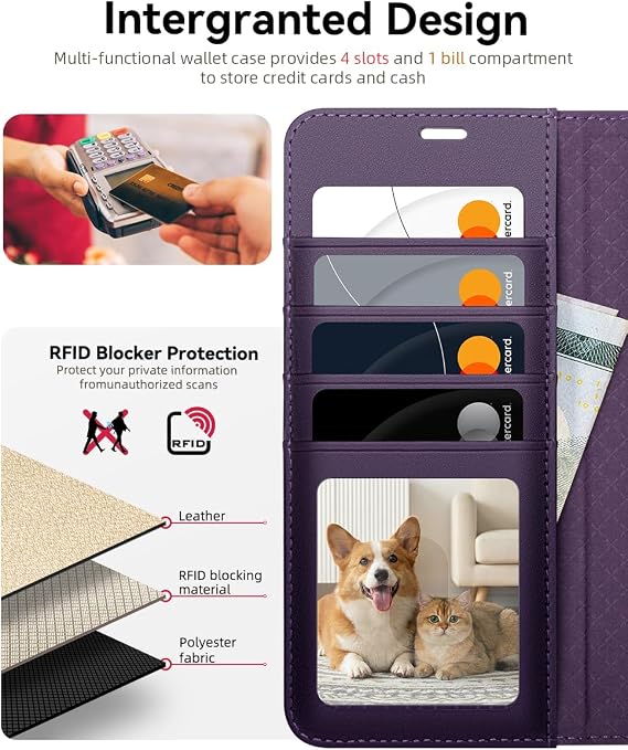 OCASE Compatible with Samsung Galaxy S26 Plus Wallet Case, PU Leather Flip Folio Case with Card Holders RFID Blocking Kickstand [Shockproof TPU Inner Shell] Protective Phone Cover 2026, Dark Purple