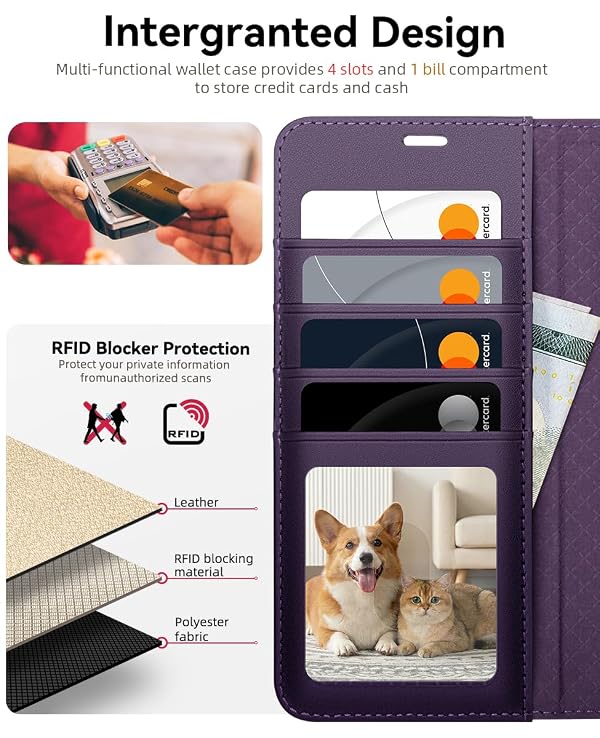 OCASE Compatible with Samsung Galaxy S26 Plus Wallet Case, PU Leather Flip Folio Case with Card Holders RFID Blocking Kickstand [Shockproof TPU Inner Shell] Protective Phone Cover 2026, Dark Purple by OCASE - Used condition - Image 2