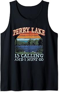 Fishing Boating Camping Retro Lake Vacation Perry Lake Tank Top