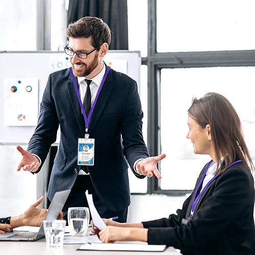 Vista 53 de Marspark Cordones a granel con clip para cuello plano con gancho giratorio para tarjetas de identificación