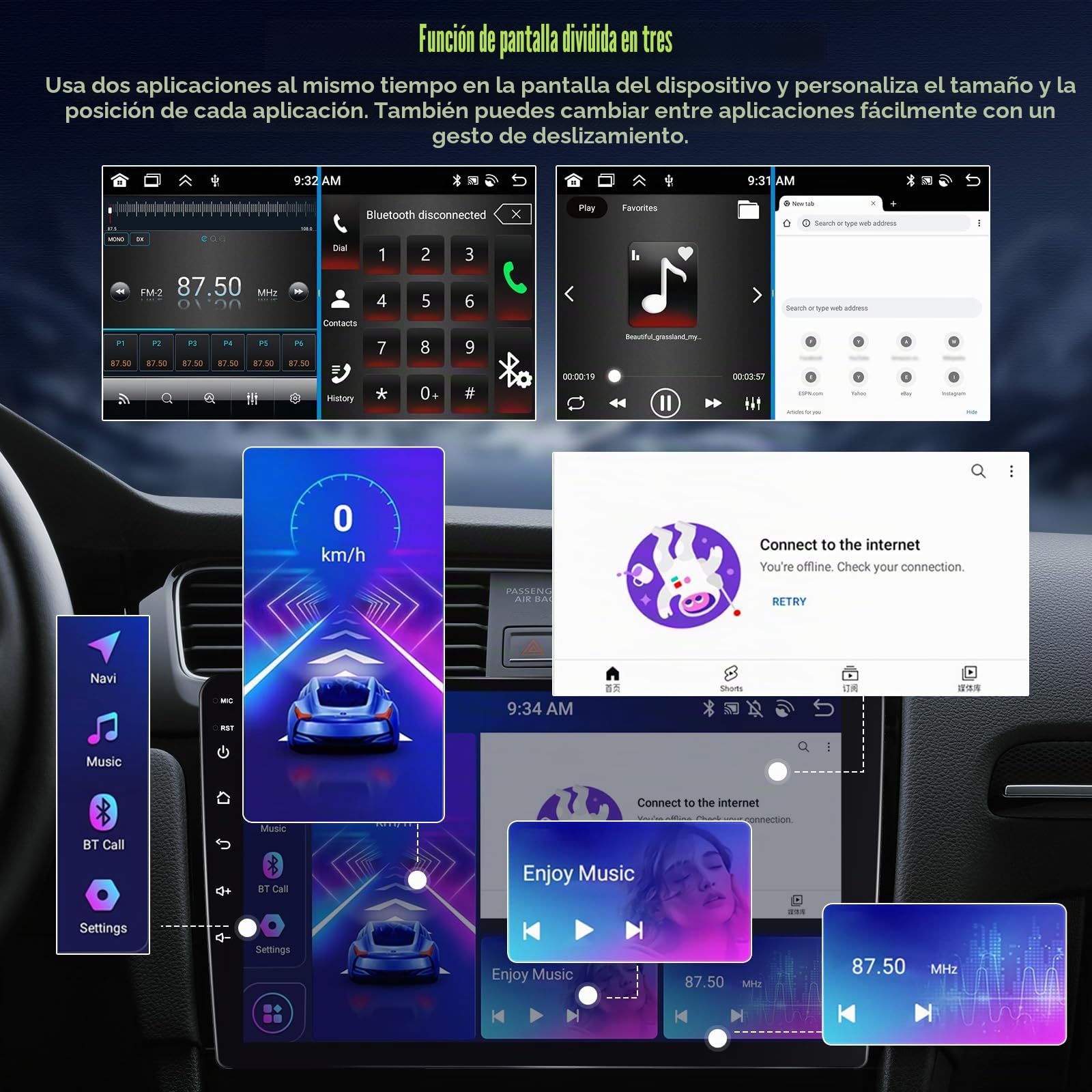 SIXTOP 8 Core 6+128G Android 15 Radio de Coche para Suzuki Swift 2003-2010, 10.1” Touchscreen Radio con Wireless Carplay Android Auto WiFi BT GPS FM RDS EQ DSP+Cámara de Marcha Atrás