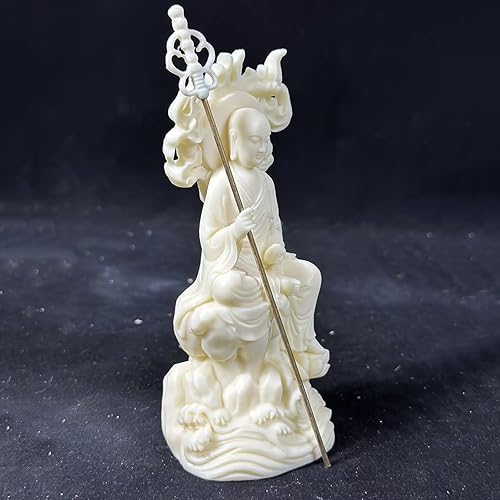 Miniatura 4 de Estatua de Boddha de Ksitigarbha, aleja a los espíritus malignos de Buda, decoración de oficina en casa, escultura de Buda blanca, decoración de