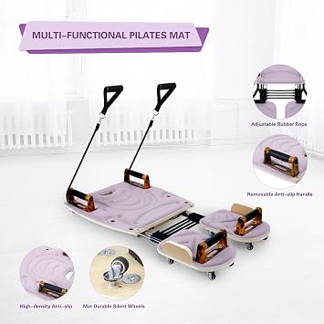 Pilates Board for Home, All-in-One Pilates Equipment with Wood Deck, Space-Saving Design, Silent Non-Slip, Quick Assembly Pilates Reformer.
