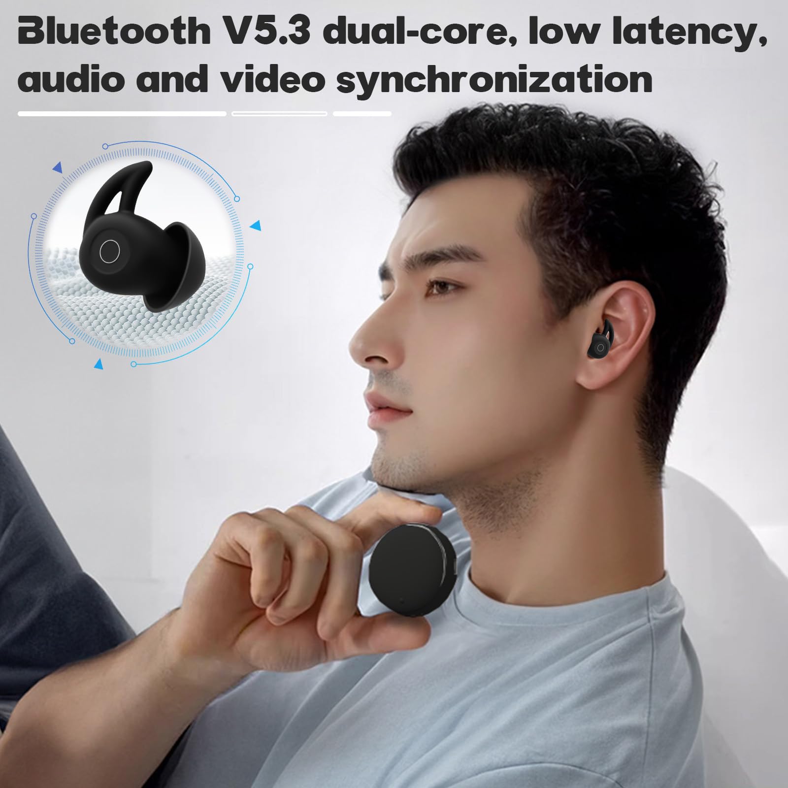 Auriculares antirronquidos para Dormir de Lado, ultracómodos y sin Ruidos | Roadtime Novonell Snooze Pods Pro - dormir con AAC, Mini Bluetooth Sleepbuds con batería de 24 horas, ultraligeros y planos