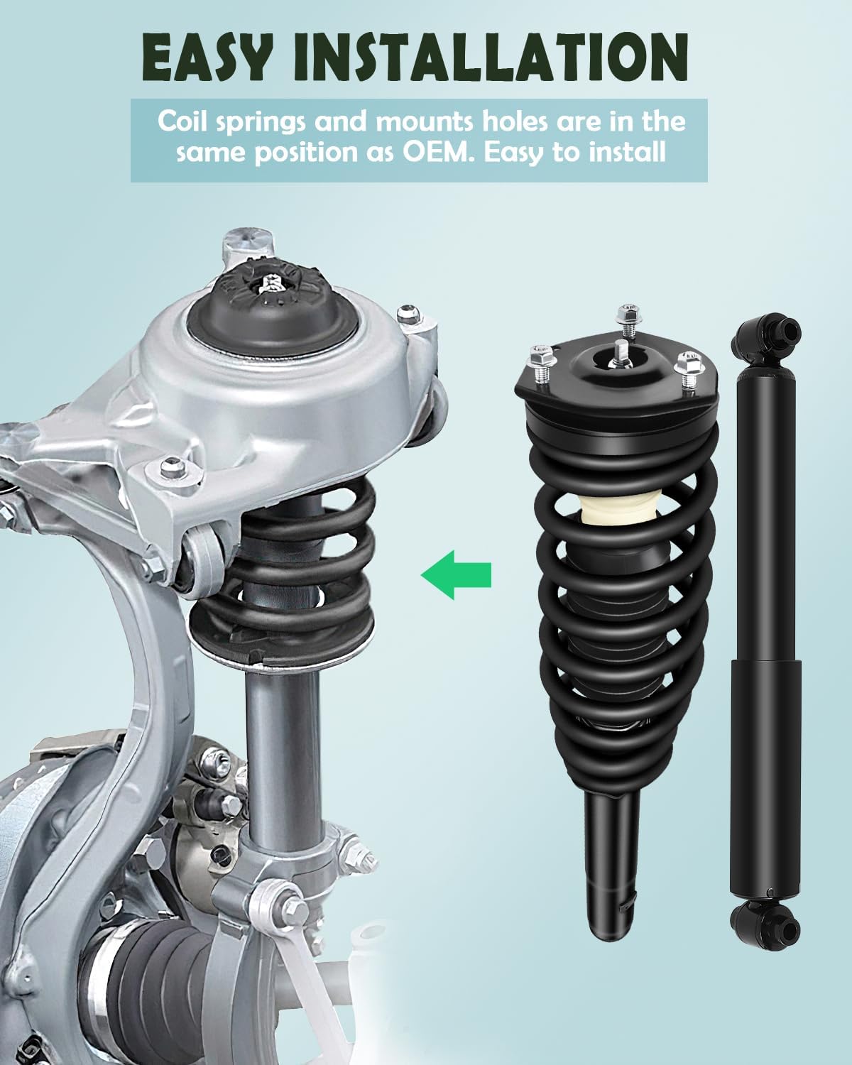 SCITOO Front and Rear Pair Strut & Spring Complete Assembly Compatible with 2010 2011 for Ford for Fusion, 2010 2011 for Mercury for Milan Complete Struts 272596 344363