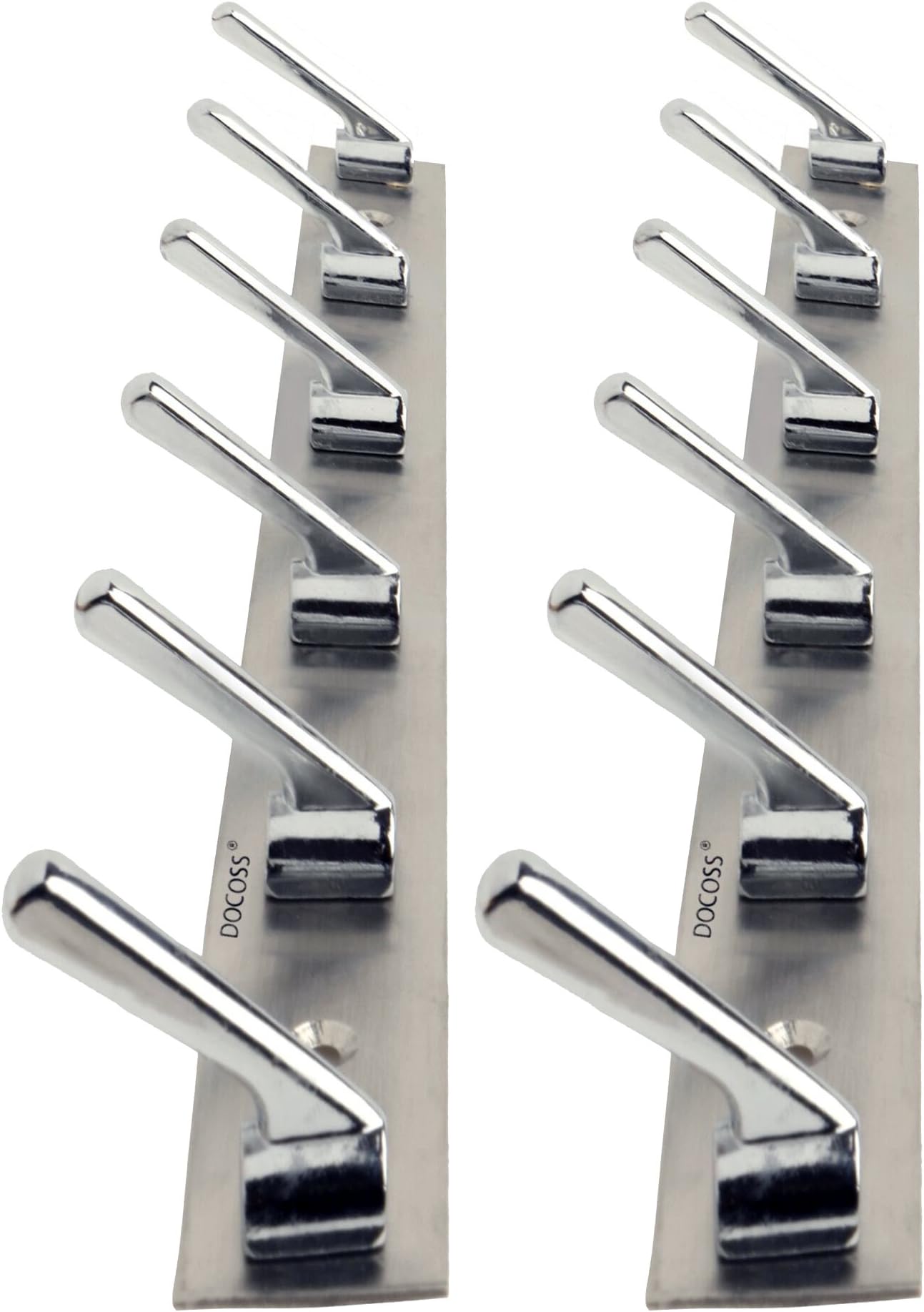 DOCOSS Stainless Steel Wall Hooks for Hanging Cloth and Towel Hangers for Wall Hook,Door Hangers,Hook Rail Pack of 2, Silver