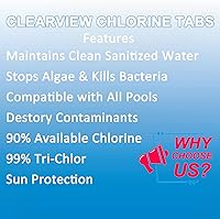 Vista 5 de ClearView Tabletas de cloro de 1 pulgada y 10 libras para piscinas, tabletas de cloro de 1 pulgada para spa, bañera de hidromasaje, productos