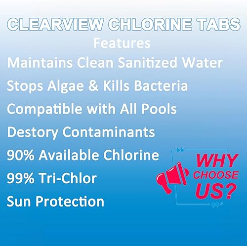 Miniatura 5 de ClearView Tabletas de cloro de 1 pulgada y 10 libras para piscinas, tabletas de cloro de 1 pulgada para spa, bañera de hidromasaje, productos